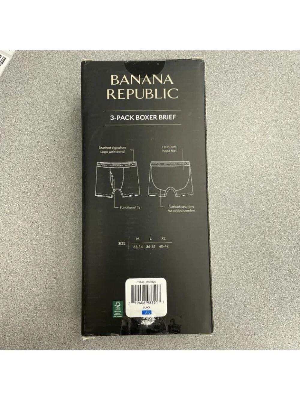 Banana Republic 3-Pack Men's L Boxer Briefs Comfort Waistband Black N1456